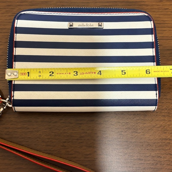 Stella & Dot Navy Blue & White Striped Wallet Clutch - Picture 7 of 9